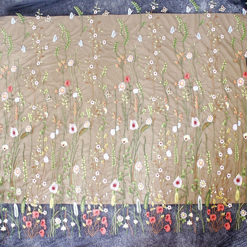 50cm*130cm 3D Floral Embroidered Tulle Fabric