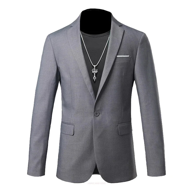 Boutique Fashion Solid Color High-end Business Men's Blazer