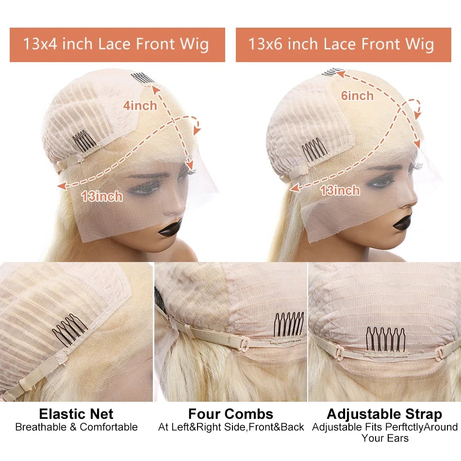 Perruque frontale en dentelle blonde droite de 30 à 32 pouces 613 HD 13x6 perruques de cheveux humains transparentes 13x4 perruque frontale en dentelle colorée pour femmes