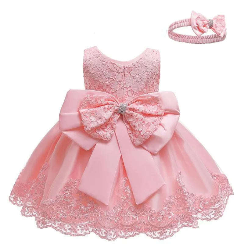Dress for 1-5 Yrs-Sleeveless Lace Infant Birthday Baptism Dress