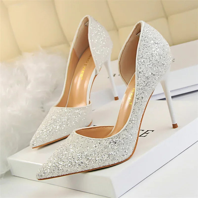 Women's 9.5cm High Heels Gold Red Silver Pum