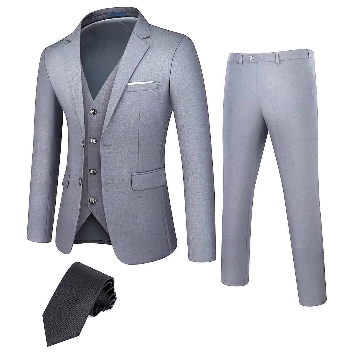 Men's Business Suit Set Regular Fit Tuxedo Jacket + Trousers