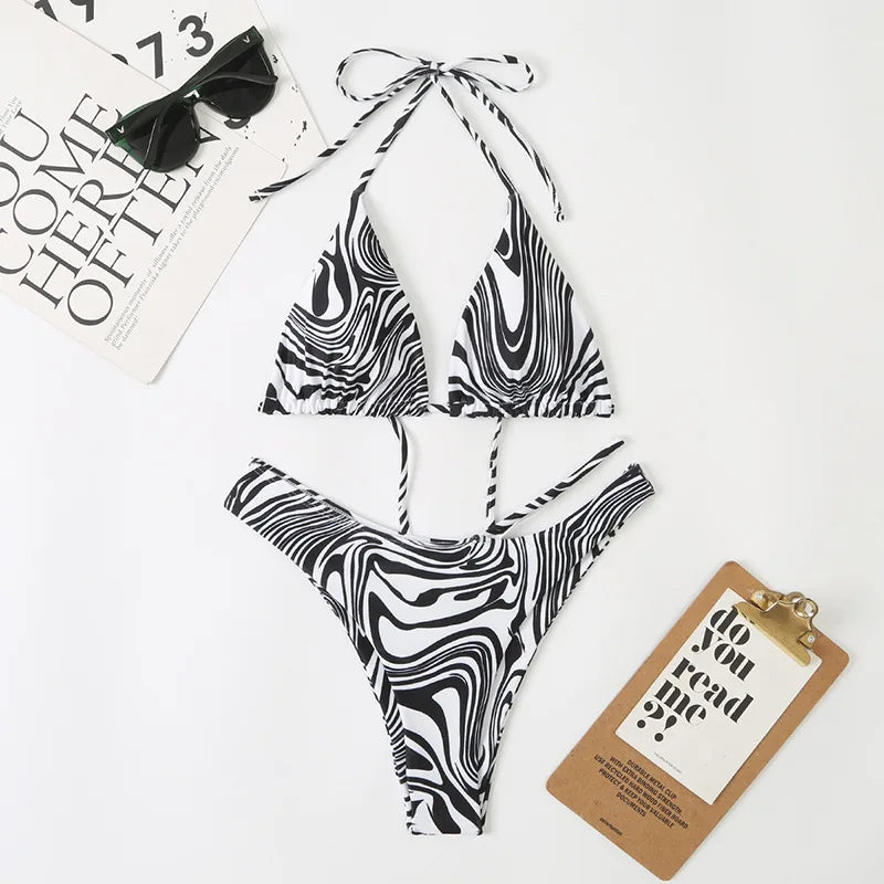sexy zebra print micro mini bikini