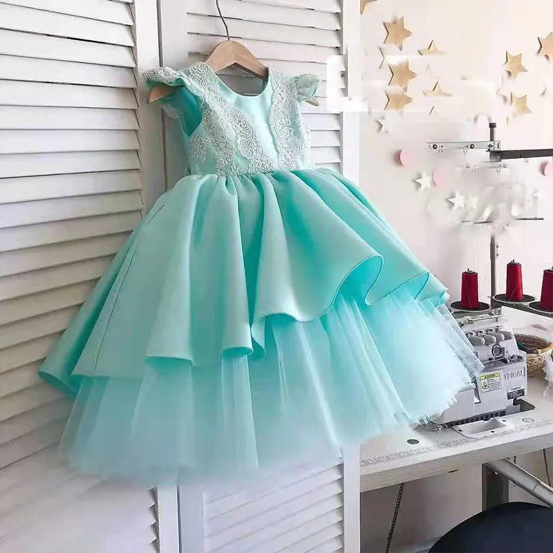 Bow princess dress for girls-baptism birthday party dress