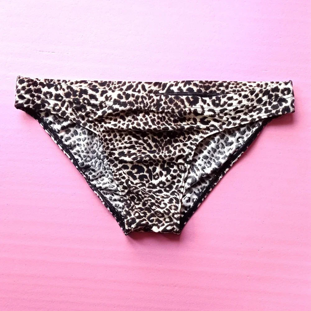 Men's Leopard Printed Bikini G-String Low Waist Briefs