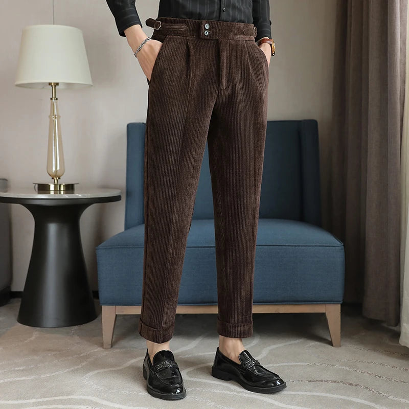 Light Luxury Chenille Neapolitan High Waist Casual Pants for Men