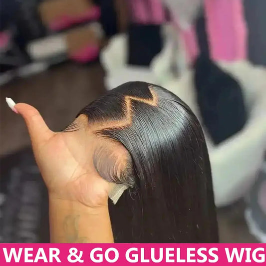 Glueless Wig: 30-34 Inch Bone Straight Human Hair, Pre-plucked, HD Lace Frontal, Transparent Lace Front Wigs"