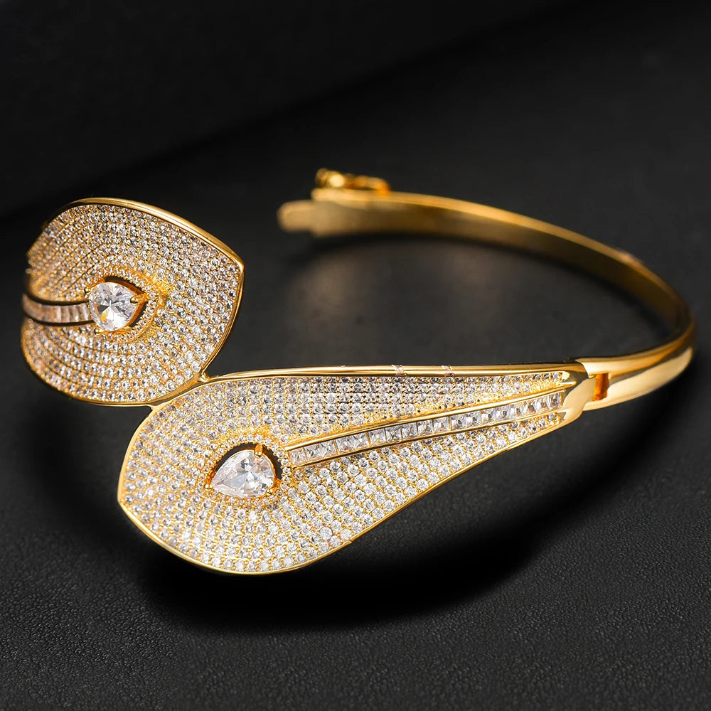 Spain Snake Leaf Bangle Ring Jewelry Set For Women