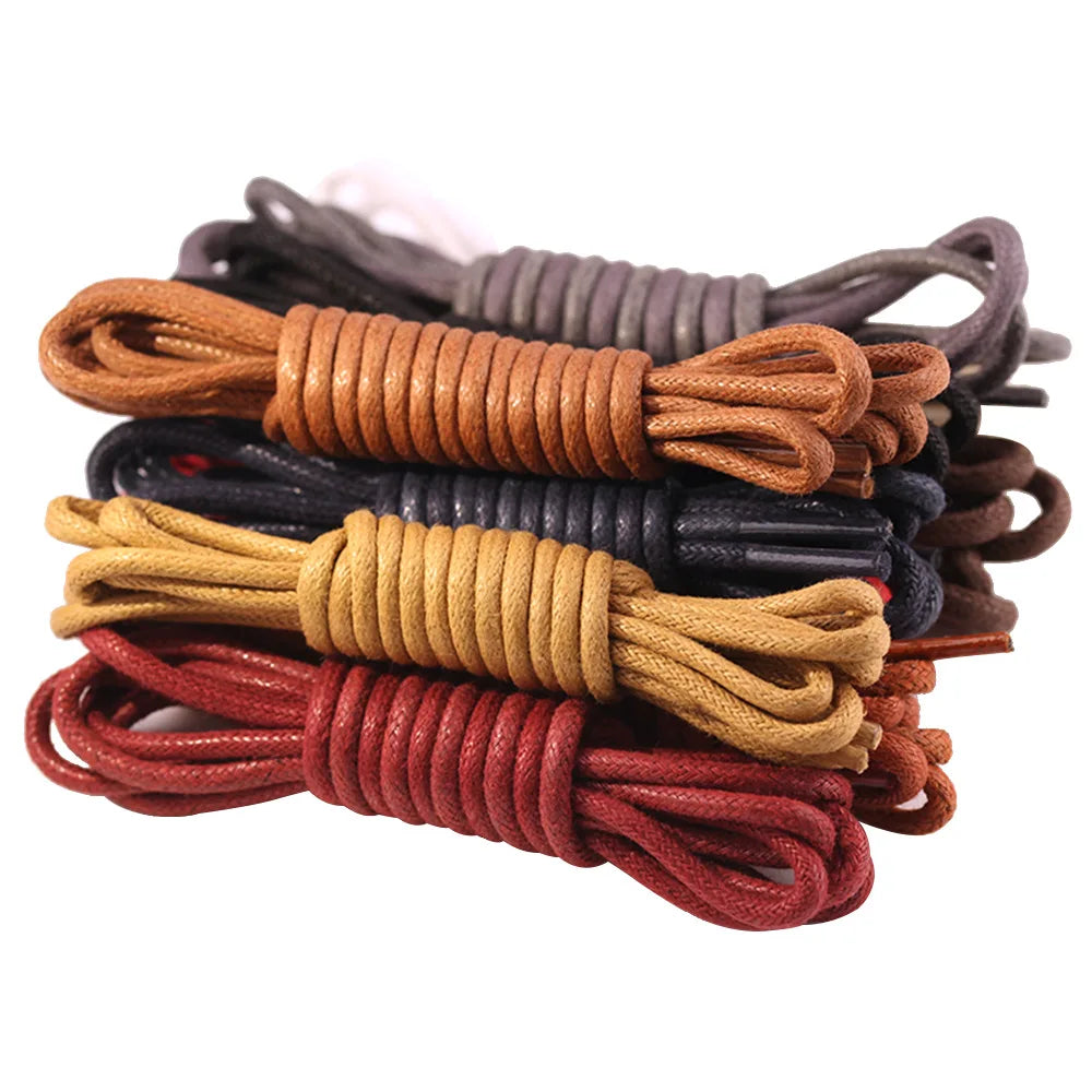 Cotton Waxed Solid Round Shoelaces, Durable Polyester Shoelaces for Oxford Shoe Laces