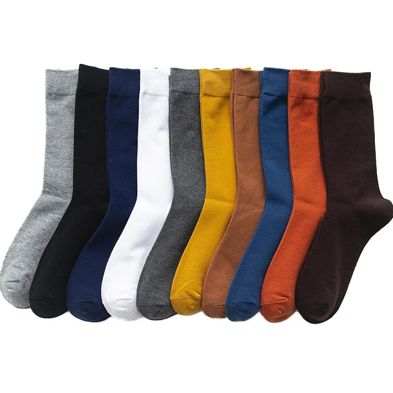 10 Pairs High Quality Spring Autumn Men's Cotton Socks: Size 38-45