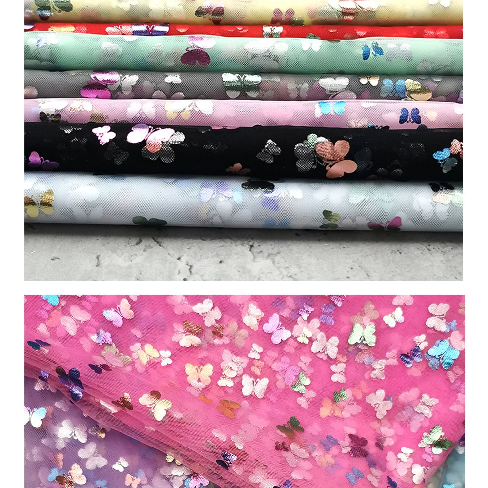 1Meter Colorful Butterfly Printed Tulle Organza Mesh Fabric