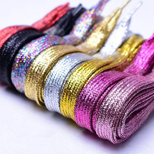 1 cm Width Glitter Colorful Shoelaces For Sneaker