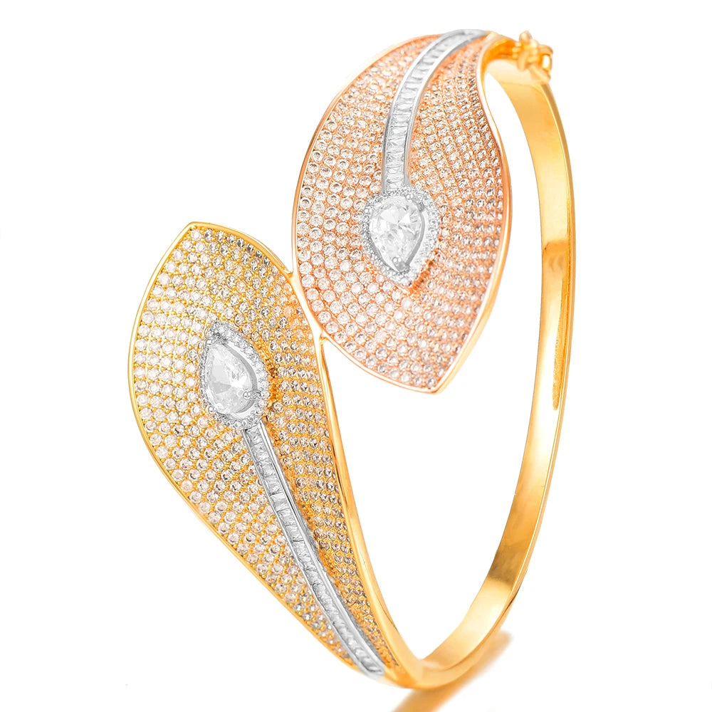 Spain Snake Leaf Bangle Ring Jewelry Set For Women