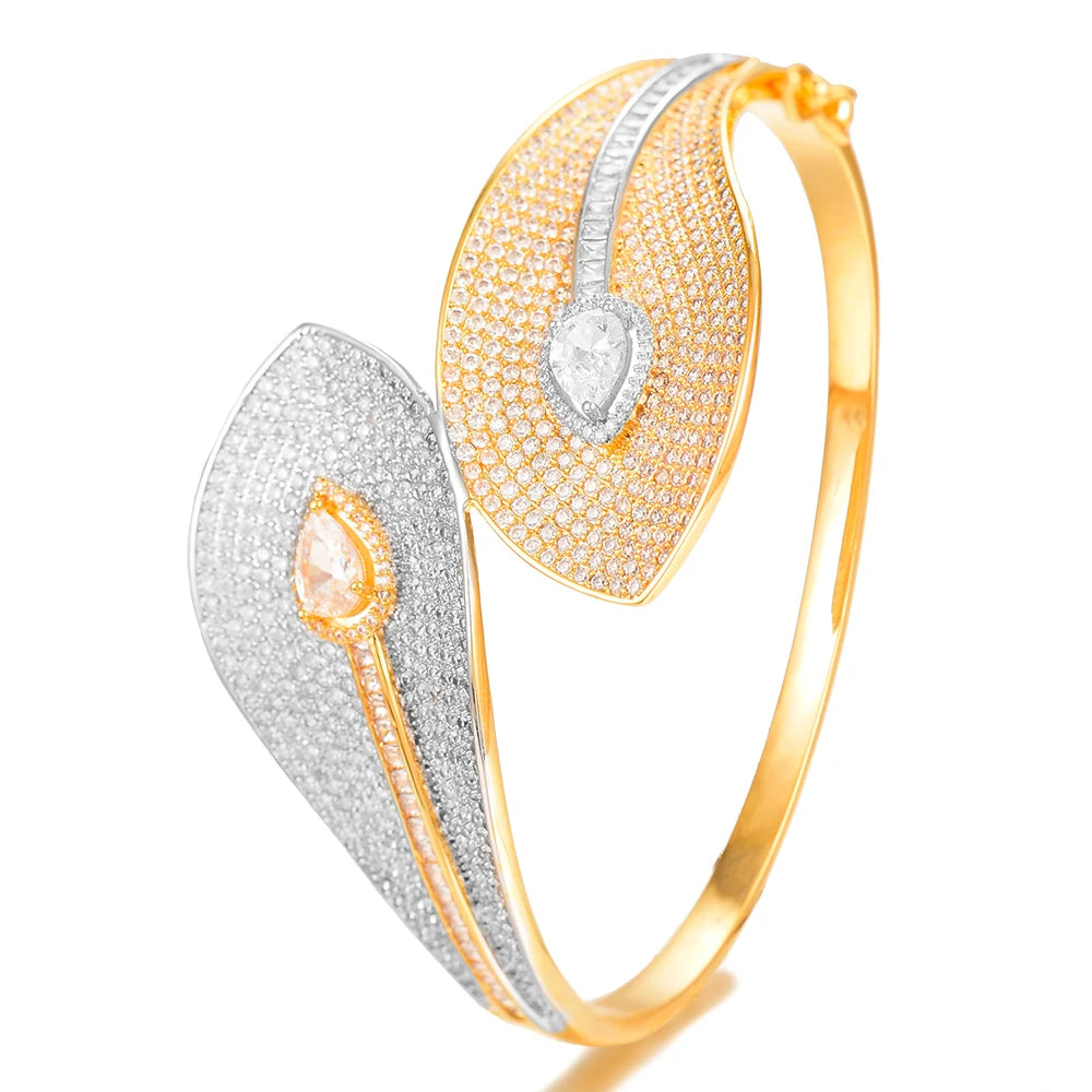 Spain Snake Leaf Bangle Ring Jewelry Set For Women