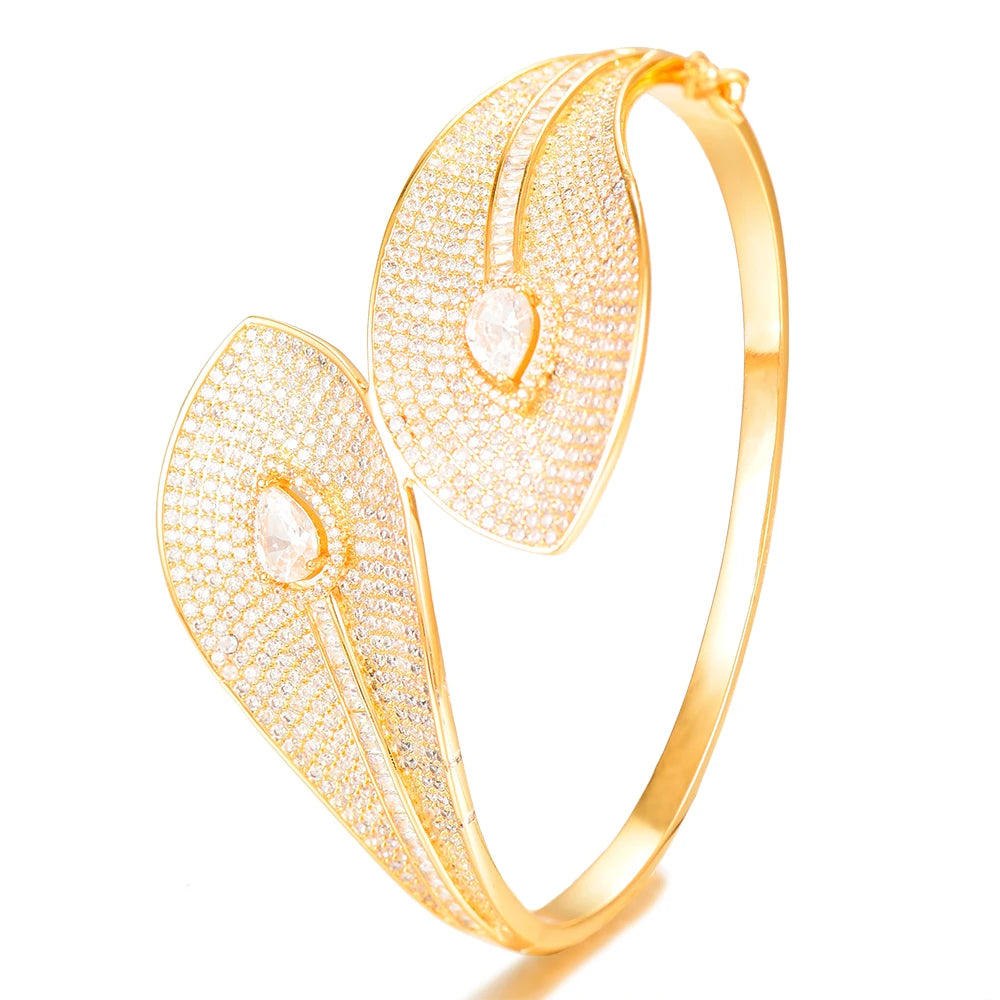 Spain Snake Leaf Bangle Ring Jewelry Set For Women