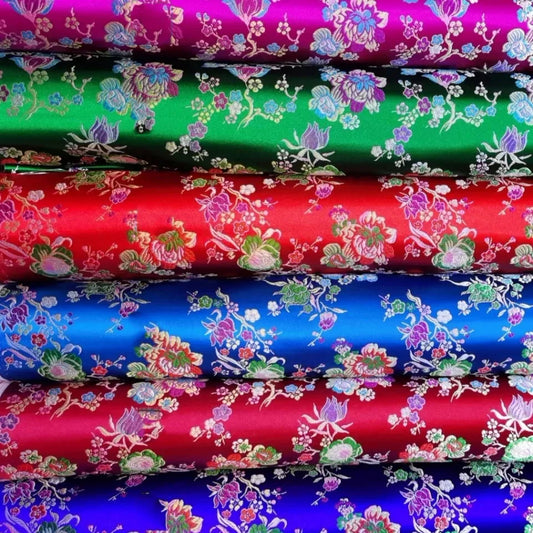 Floral Brocade Jacquard Fabric - Premium Quality - Perfect for Hanfu, Kimono, and Needlework - Smooth and Silky - Sold by the Meter