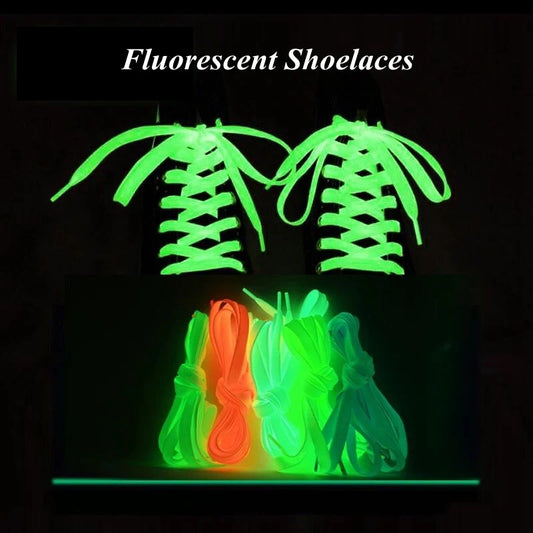 6 Colors Luminous Flat Fluorescent Party Unisex Shoelaces, 1 Pair