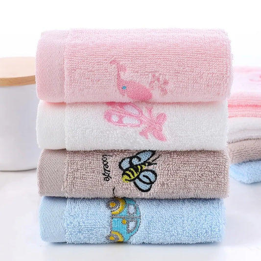 Soft Children's Towel, Embroidered Cotton Shower Cloth 25x25cm