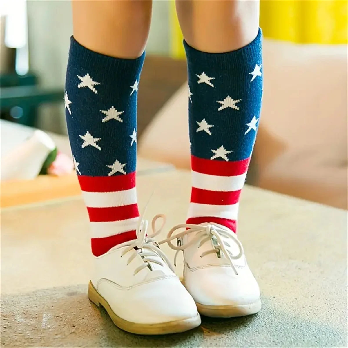 1 pair of star & stripes long socks for boys and girls