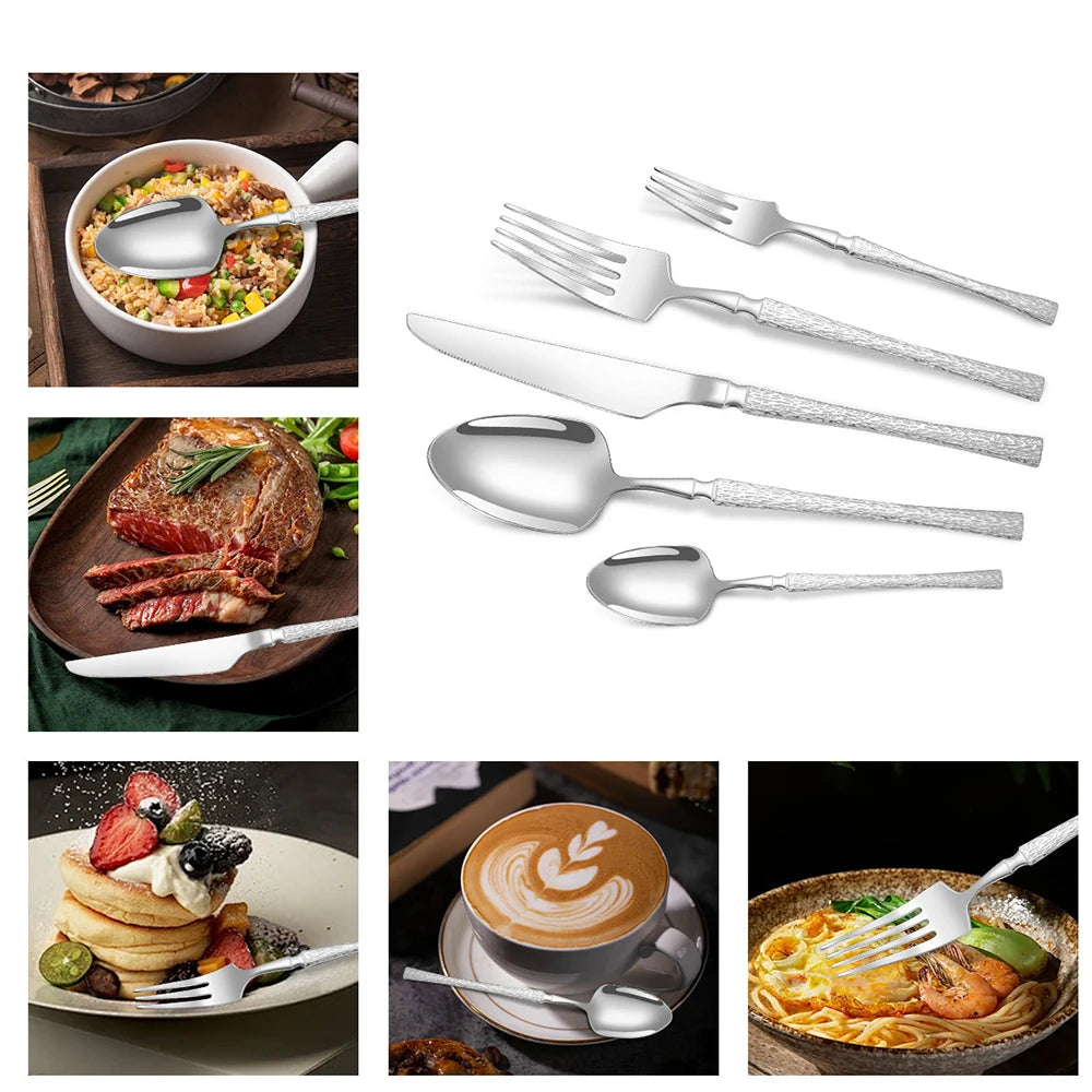 40/60pcs Stainless Steel Cutlery Set/Tableware-Knife, Fork, Coffee Spoon, Dishwasher Safe