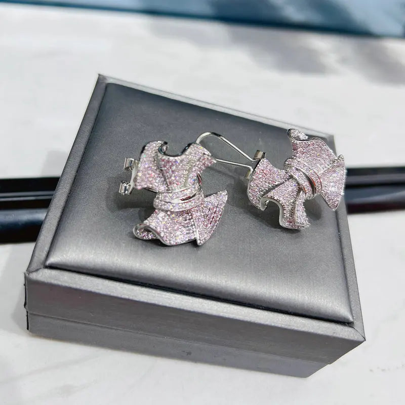 Royal Blue Knot Stud Earring with Lock