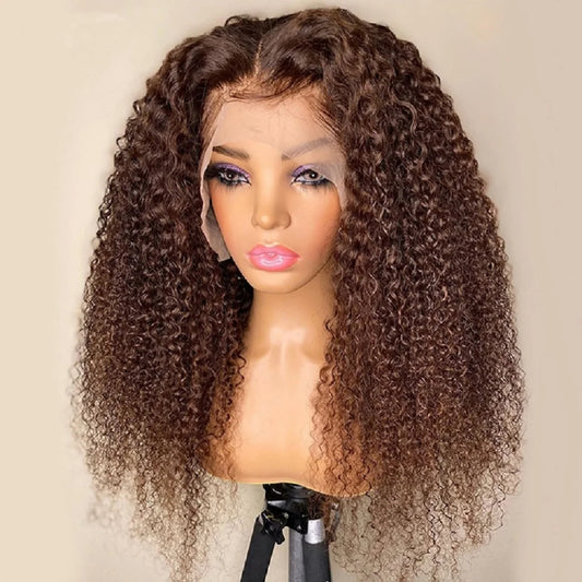 Chocolate Brown Lace Front Wig - Brazilian 13x4 HD Lace Frontal - Glueless Curly Human Hair Wig for Women [13x6]