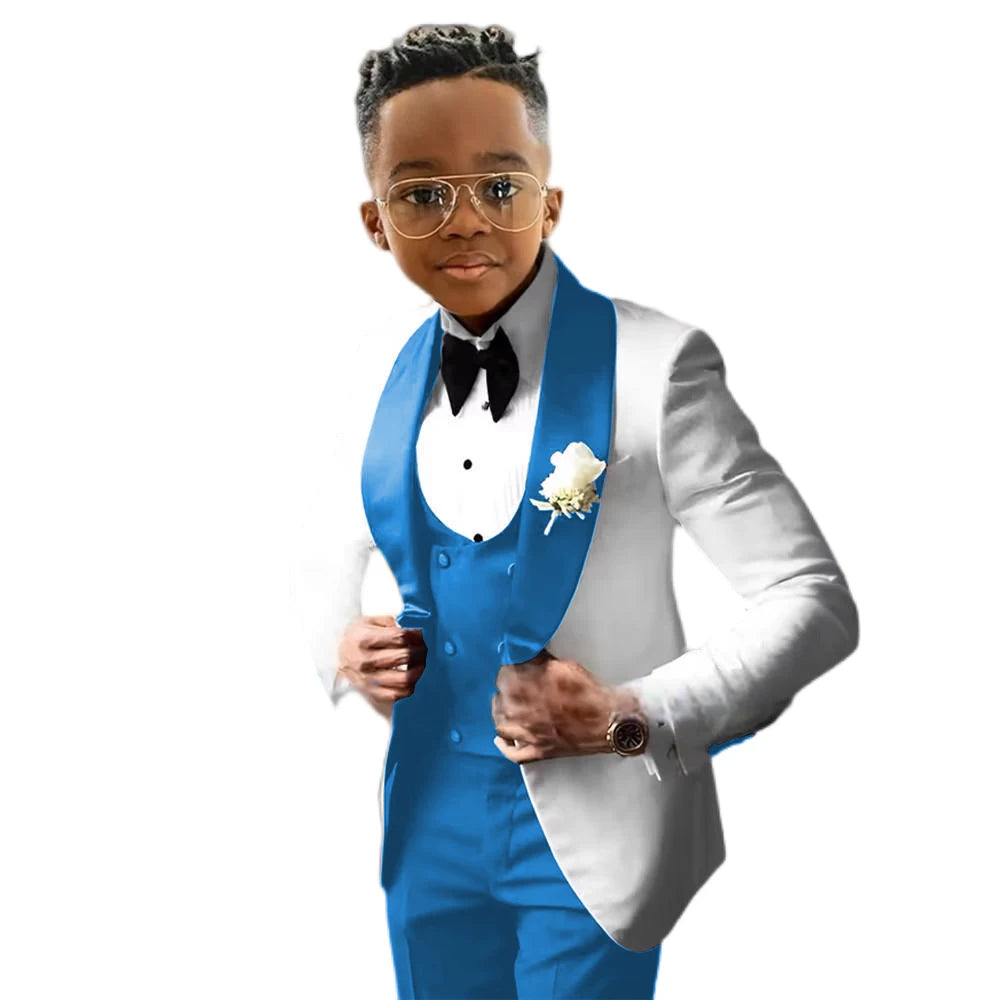Wedding Tuxedo 3 Piece Jacket, Pants & Vest For Boys