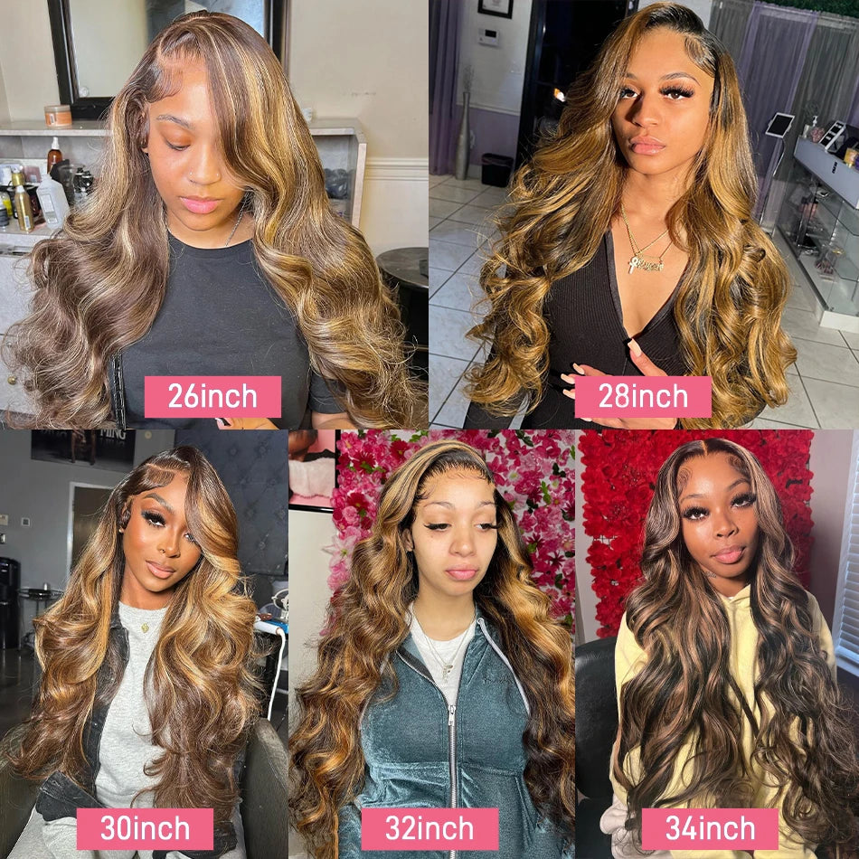 180-220% Density Lace Frontal Wig, 4/27 Highlight Body Wave, 13×6 Lace Front Wigs