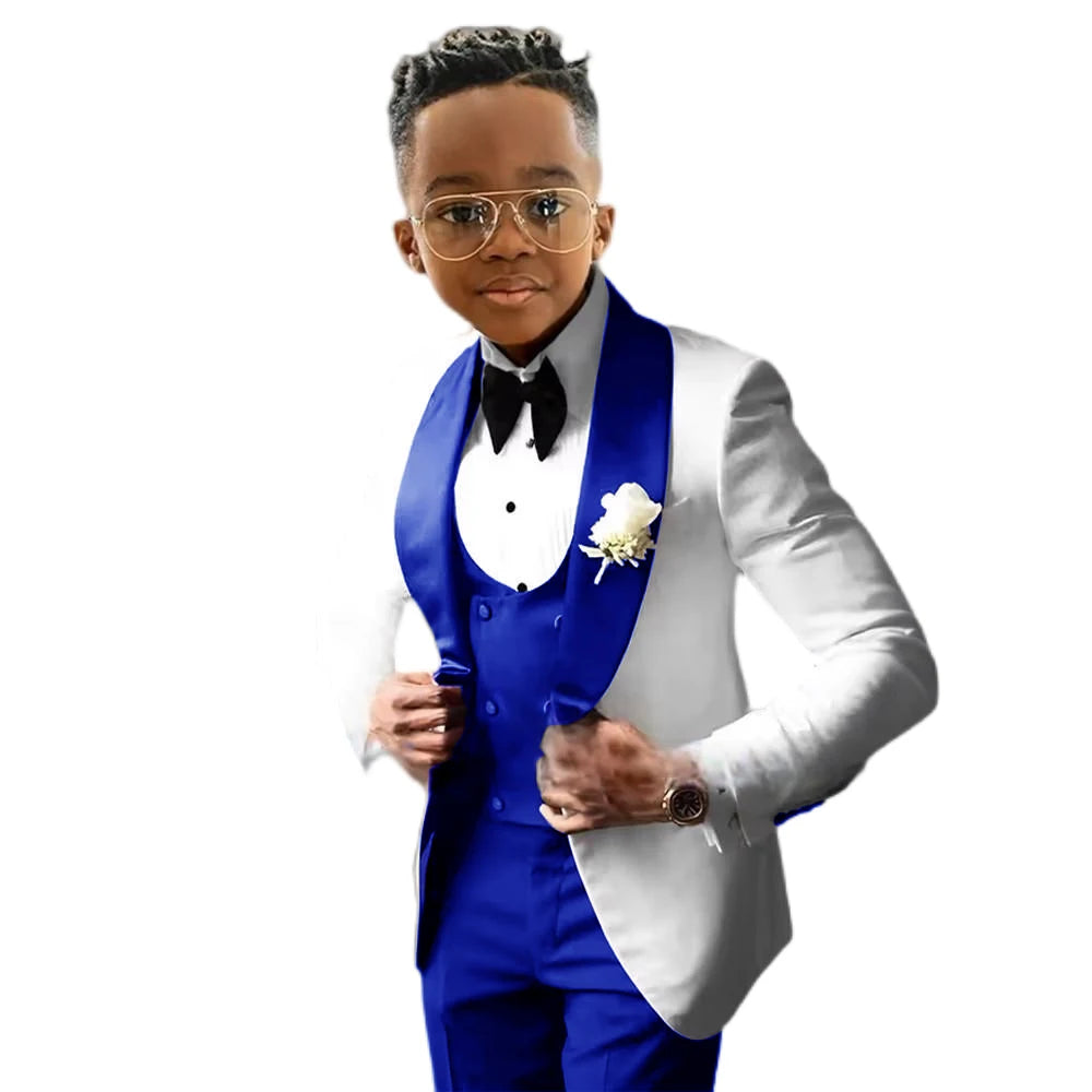 Wedding Tuxedo 3 Piece Jacket, Pants & Vest For Boys
