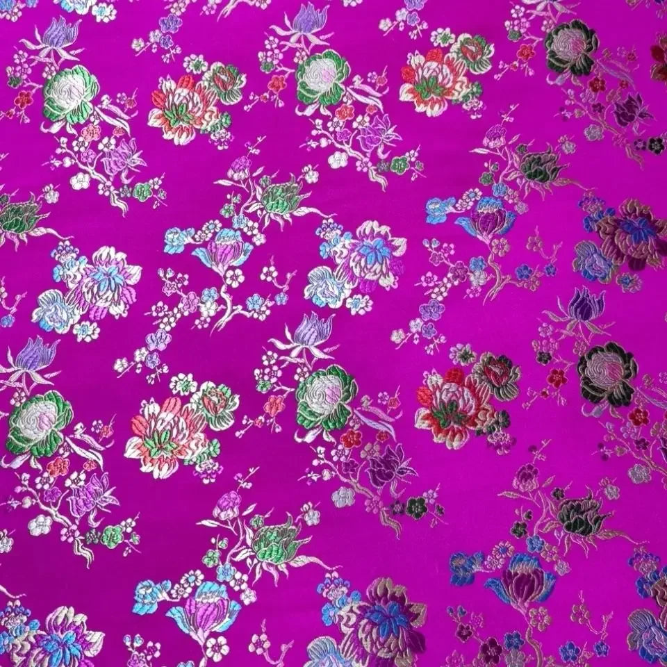 Floral Brocade Jacquard Fabric - Premium Quality - Perfect for Hanfu, Kimono, and Needlework - Smooth and Silky - Sold by the Meter