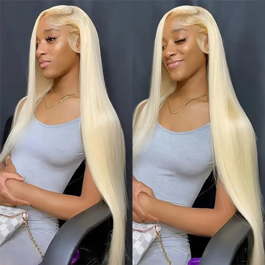 Blonde Human Hair 613 Lace Front Wig - 13x6 HD Lace Frontal - Straight Wig for Women