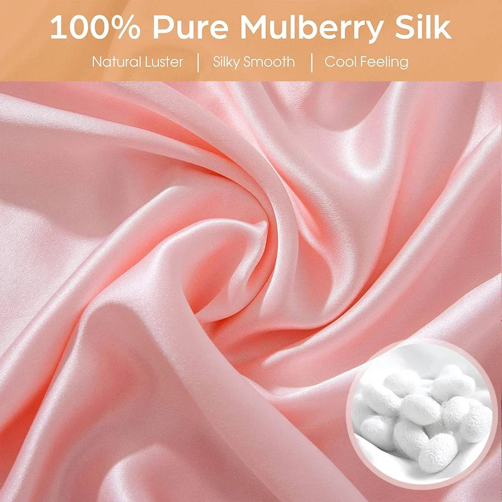 100% Pure Silk Pillowcase, Two Sides Natural Mulberry Silk Pillow Case with Hidden Zipper (one pillowcase)