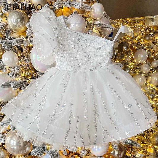Children's Vestidos for Wedding, Birthdays or  Pageant Baby Girl Sleeveless Sequins Tulle Ball Gowns