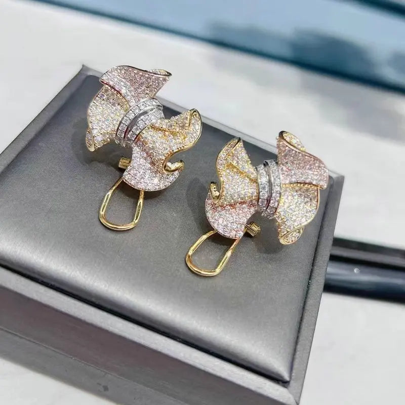 Royal Blue Knot Stud Earring with Lock