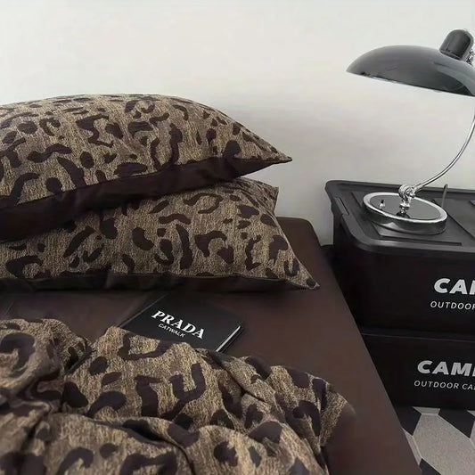 Leopard Bedding Sets, Fashion Duvet Cover With Bed Sheet & Pillowcase - No insert