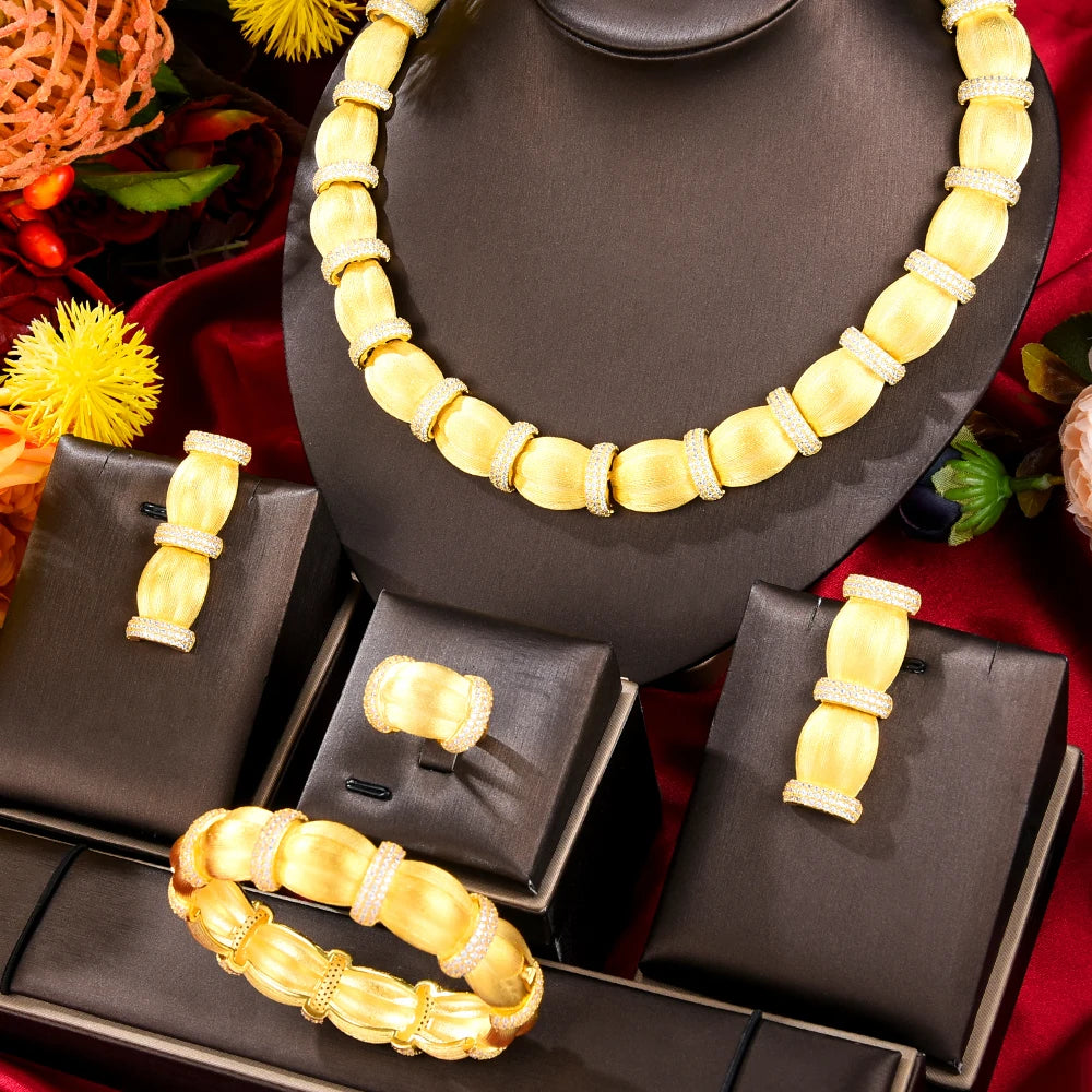 4PCS Fashion Luxury Bamboo Knot Africa Jewelry Sets For Women