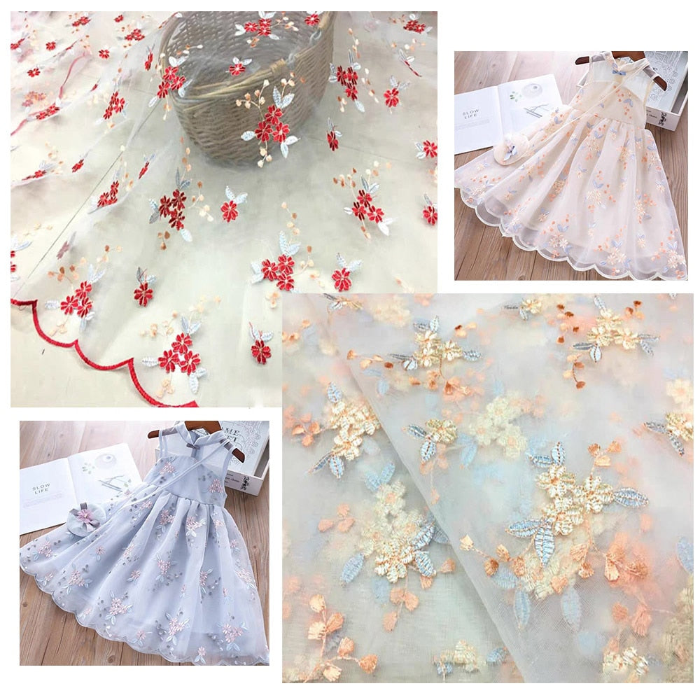 Floral butterfly embroidery lace dress fabric