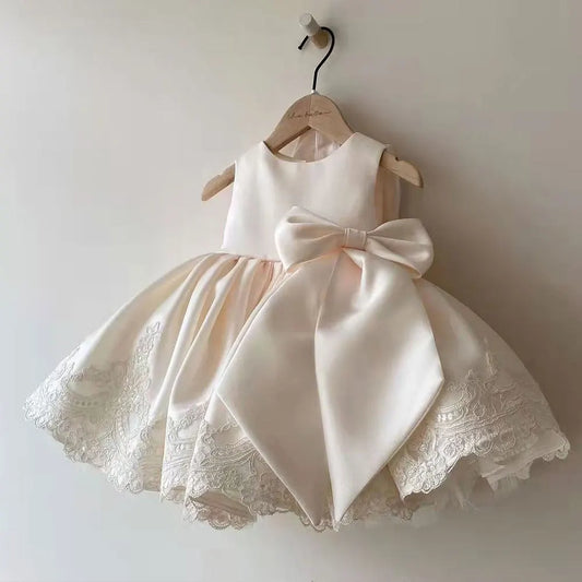 Bow princess dress for girls-baptism birthday party dress