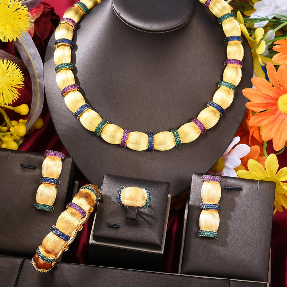 4PCS Fashion Luxury Bamboo Knot Africa Jewelry Sets For Women