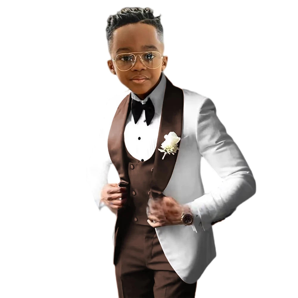 Wedding Tuxedo 3 Piece Jacket, Pants & Vest For Boys