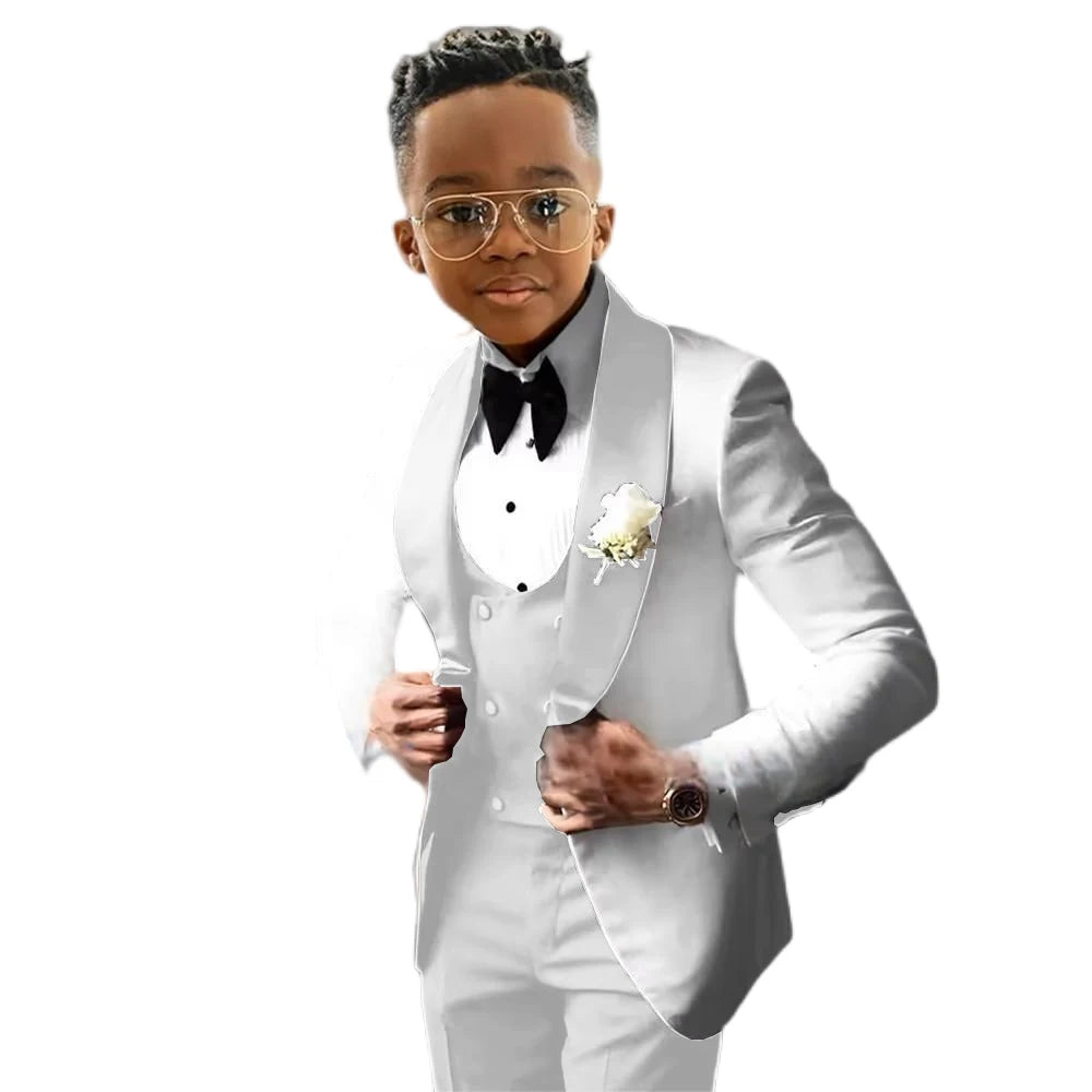 Wedding Tuxedo 3 Piece Jacket, Pants & Vest For Boys