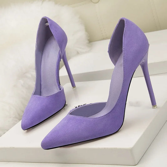 Suede High Heels Pointed Toe Office Stiletto