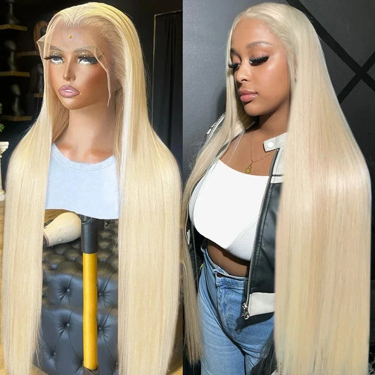 30 40 Inch 613 Honey Blonde Straight 250 Density 13x6/13x4 Transparent  Lace Front Human Hair Wigs