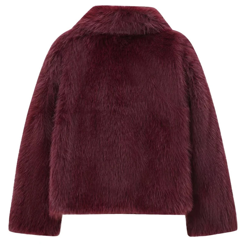 Women's Plush Fur Coat/Bomber Jacket,  Long Sleeve Jacket