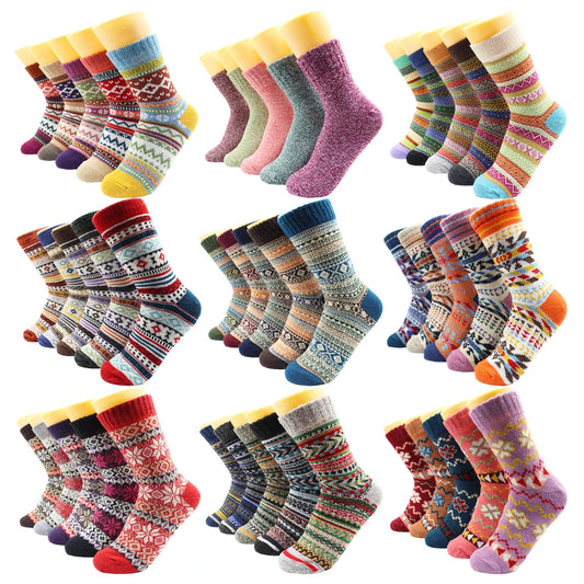 5 Pairs Warmer Women's Thick Thermal Wool Cashmere Socks