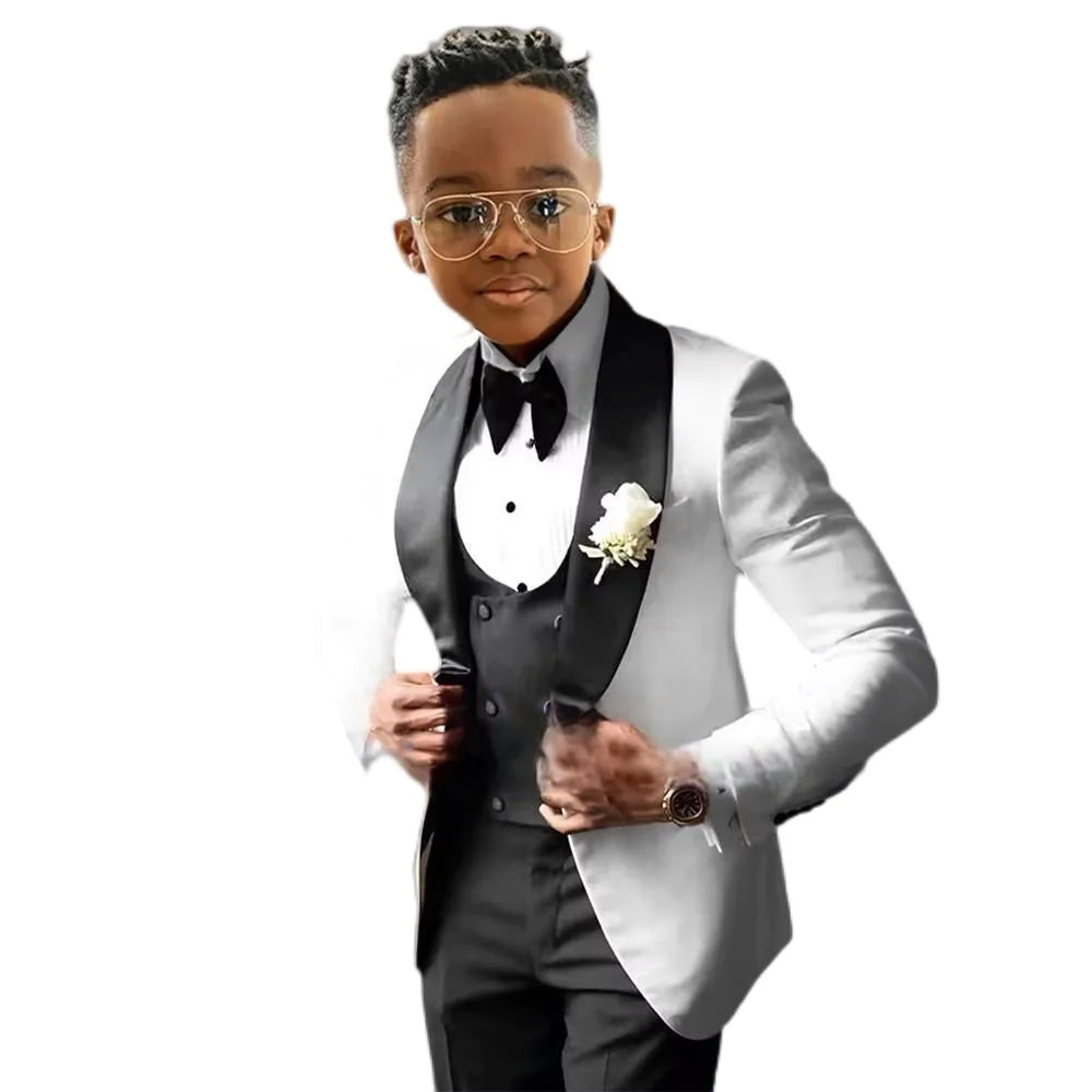 Wedding Tuxedo 3 Piece Jacket, Pants & Vest For Boys