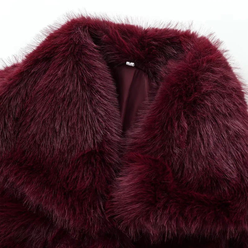 Women's Plush Fur Coat/Bomber Jacket,  Long Sleeve Jacket