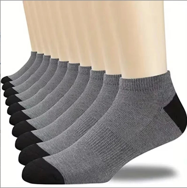 10 Pairs Women's Ankle Socks: Classic Fashionable Black White And Gray Comfortable Breathable Sweat Absorbing Socks