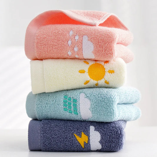 1PC Children Face Towel, Soft Embroidered Cotton Bath Towels