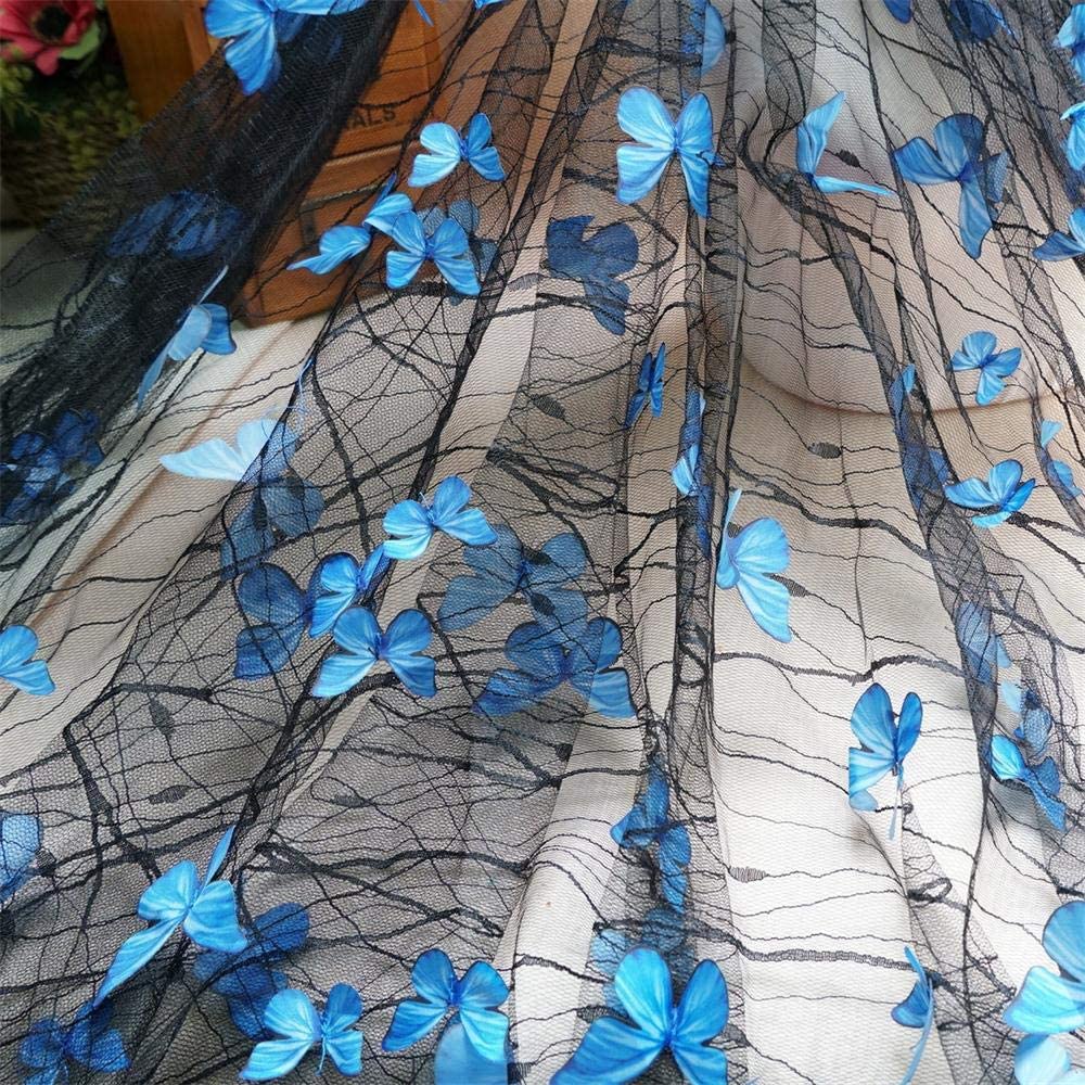 1 Yard 3D Vivid Butterflies Mesh Lace Fabric, French Tulle for DIY 130CM Wide